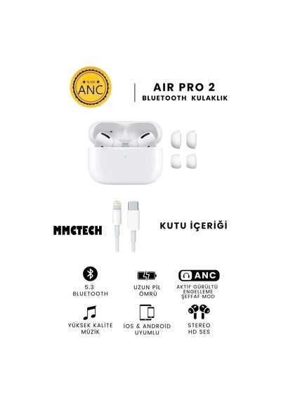 Pro 2 Ios Ve Android Uyumlu Bluetooth Kulaklık Süper Kalite Anc Özelikli Beyaz1 - 570668141