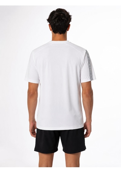 TOMMYLIFE Tommy Life Basic Erkek Tshirt Bisiklet Yaka Kol Detaylı Beyaz 88447