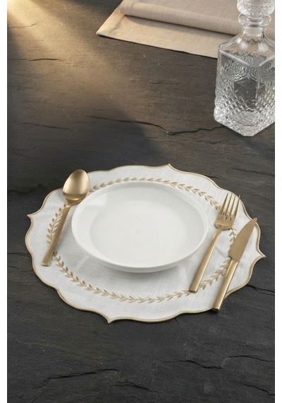 6 Adet Nakışlı Amerikan Servis & Supla Sarı Gold - 926791155 Sarı Gold