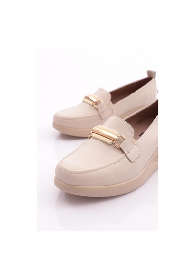 Dgn 2316 Kadin Loafer Ayakkabi Ekru Napa