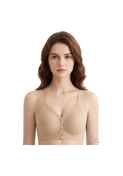 Cottonill Seamless Bra - Neriva Lazer Kesim Önden Düğmeli Minimizer Kadın Sütyen 3'lü Paket-2 Çok Renkli