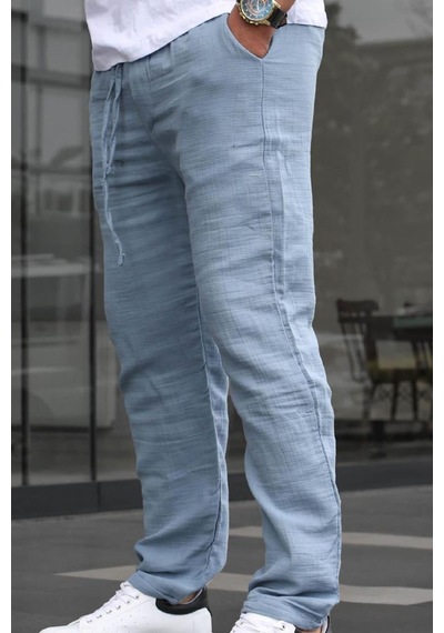 Madmext Açık Mavi Müslin Kumaş Erkek Basic Pantolon 6507