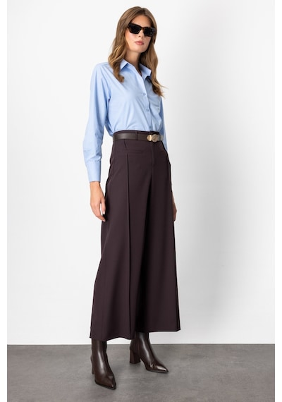 On Kadın Beli Kemerli Bol Paça Pantolon 64133 Kahverengi Kahverengi