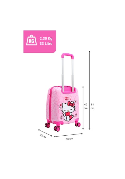 Gedox Kids Hello Kitty Lisanslı Çocuk Valizi Pembe Darbeye Dayanıklı 33l 360 Tekerlekli Hello Pembe Kalp
