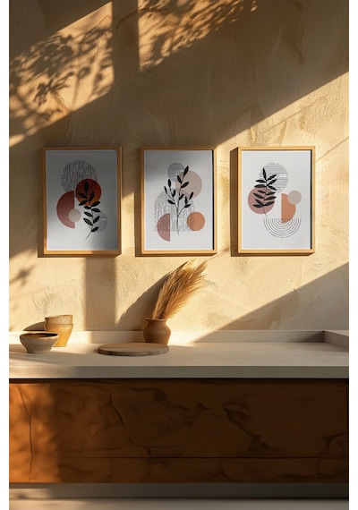 Artavessa Gerçek Ahşap Çerçeveli 3 Parça 3D Poster Tablo Seti - 3DARTSOHOSET113