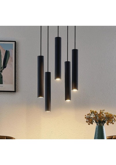 Mylights Panasanıc Ampullü Beşli Led Avize Gu 10 Duylu Led Ampul Günışığı Ürün Içınde Cıkmaktadır Siyah
