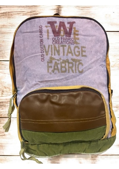 Old Cotton Cargo Kaliteli Tek Bölmeli Vintage Disayn Günlük Gezi Spor Okul Sırt Çantası Patchwork Komor 29x42cm Mor