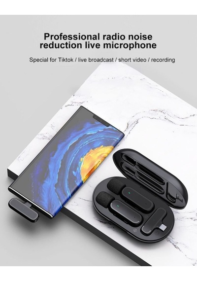 K60/k61 Kablosuz Yaka Mikrofonu Şarj Kutulu 2.4ghz Gürültü Azaltmalı Mini Mikrofon Apple Uyumlu iPhone & Andr
