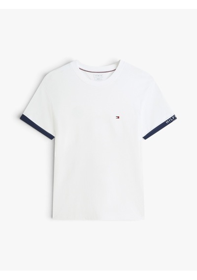 Tommy Hilfiger Saıl Mıx Medıa Cuff Regular Tee Erkek Beyaz T-shirt - Mw0mw43203