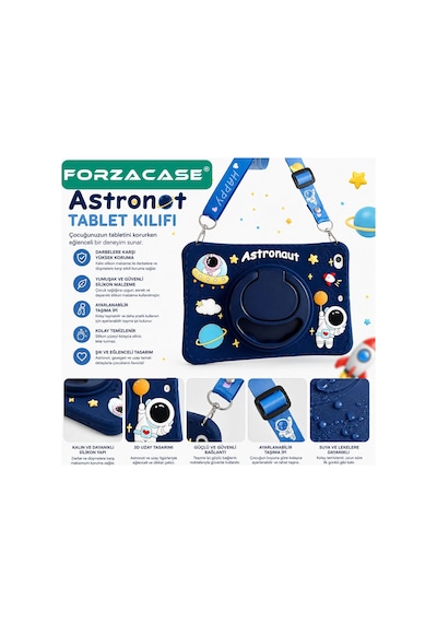 Forzacase İpad Pro 11 2018 İle Uyumlu Astronot Desen Askılı Standlı Silikon Kılıf - Fc1254 Standlı Kapak