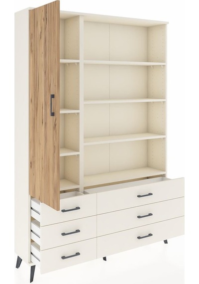 Arges Dolap 8 Raflı 6 Çekmeceli Tek Kapaklı 132x30x195 Aytaş... Aytaşı