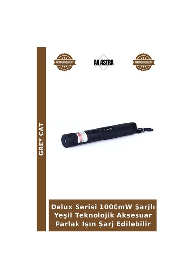 Delux Serisi 1000mw Şarjlı Yeşil Teknolojik Aksesuar Parlak Işın Şarj Edilebilir