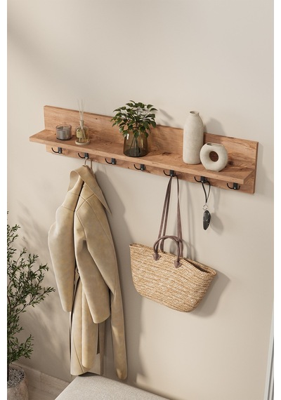 Bofigo Portmanto Duvar Askılığı Elbise Askılığı Yıldız Çam 91 Cm Çam