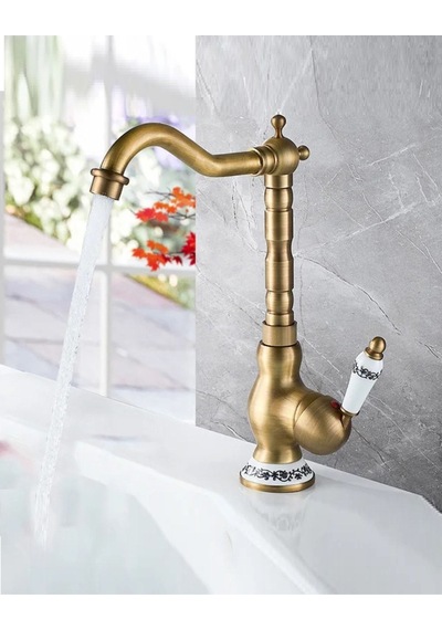 Rena Design Rustik Antik Evye Bataryası Mutfak Musluğu Eskitme Bakır Osmanlı Lavabo Çanak Armatür Otantik Bakır Eskitme Antik