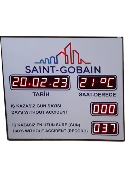 Kablosuz Kumandalı Saatli Dereceli İş Kazası Tabelası (Kasa: 100x90 cm)
