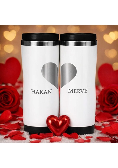 Bk Gift Kişiye Özel Çift Sevgili Tasarımlı İkili Çelik Termos Bardak -12, Sevgiliye Hediye, Sevgililer Günü Hediyesi Kobitmeyencom36292 Bk Gift Renkli