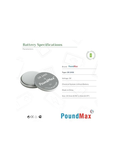 10 X Poundmax 2450 Cr2450 Dl2450 3v Lityum Madeni Para Pilleri
