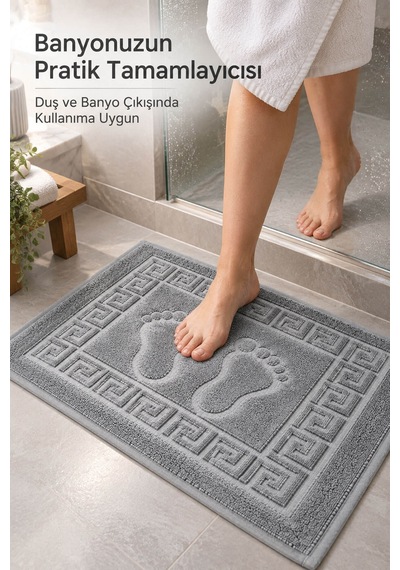 3'lü Banyo Ayak Havlusu 50x70 Cm 250 Gr Footera Gri