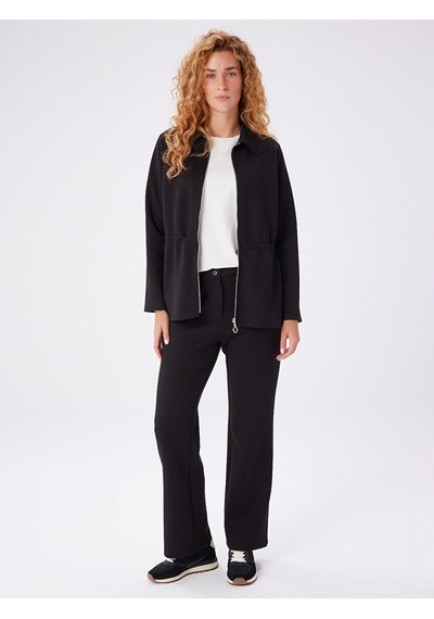 Faik Sönmez Relax Beli Tünelli Fermuarlı Örme Overshirt Tunik W27tnk019 Uw27tnk01910 Siyah