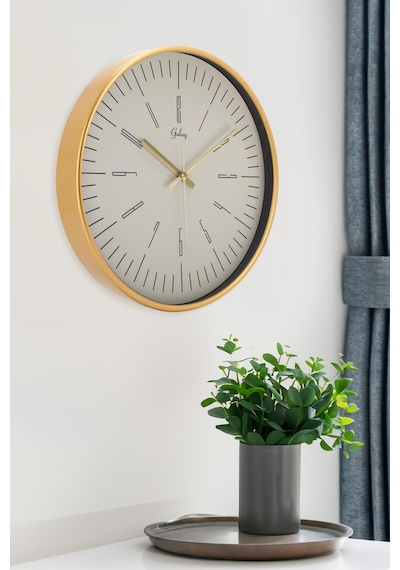 Dekoratif Beyaz Kadranlı Gold Duvar Saati 29.5 Cm Beyaz - Gold