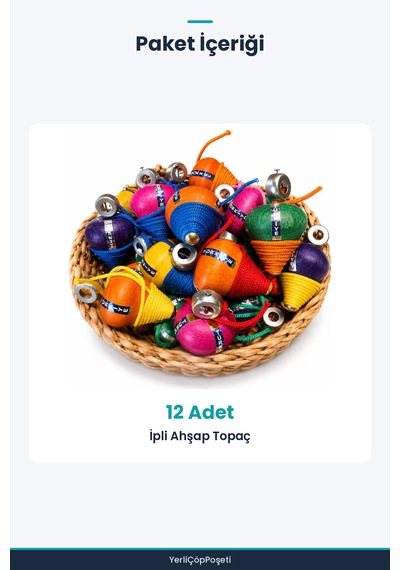12'li Topaç Seti - Ahşap - Rengarenk