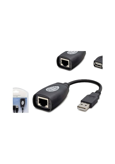 Usb Rj45 Kablolu Uzatıcı Seti 45 M - Siyah Hdx5008 Evimdeyokyok