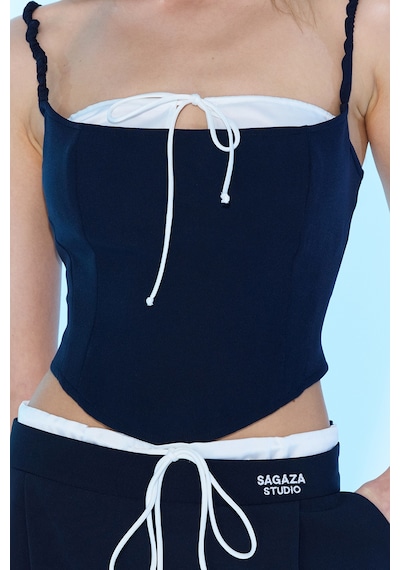 Sagaza Studio Ss6041 Fermuarlı İnce Askılı Büstiyer Lacivert