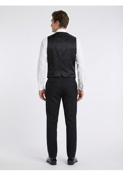 Kip Siyah Slim Fit Klasik Dokuma Yelek Siyah -