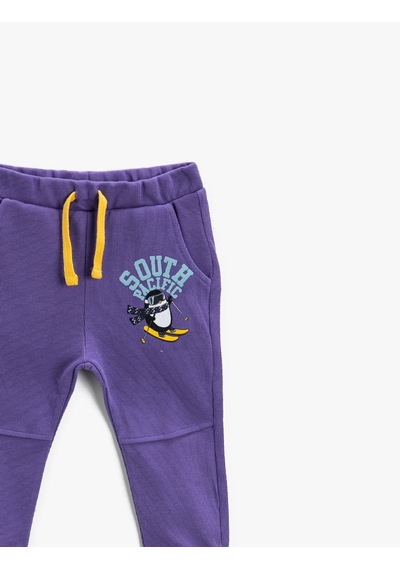 Koton Jogger Eşofman Altı Pamuklu Belden Bağlamalı Mor 2kmb48848tk