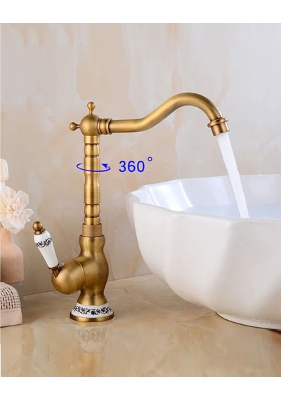 Rena Design Rustik Antik Evye Bataryası Mutfak Musluğu Eskitme Bakır Osmanlı Lavabo Çanak Armatür Otantik Bakır Eskitme Antik