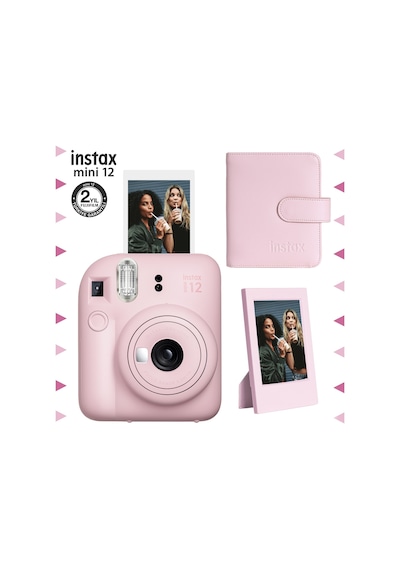 Fujifilm Instax Mini 12 Fotoğraf Makinesi + Çerçeve + 64'lü Kare Albüm Pembe