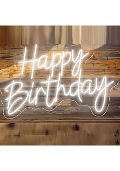 Happy Birthday Neon Işıklı Gece Lambası, Duvar Partisi İçin, Dekor, Sanat, Duvar Lambası, Kısılabilir Neon Tabe Diğer