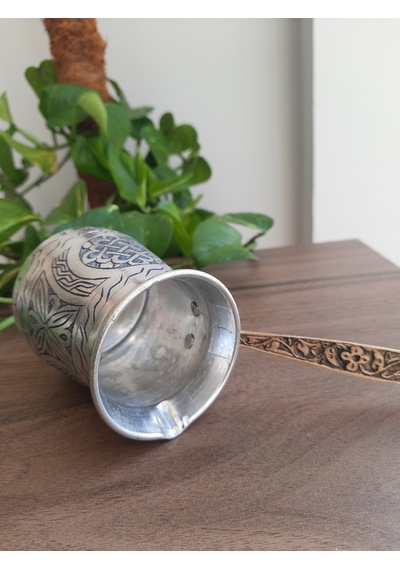Kalın İşlemeli Kalaylı Bakır Cezve 550 ml