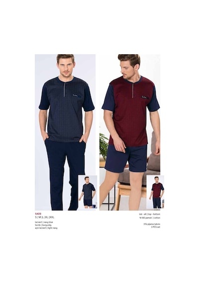 Pierre Cardin 5409 3'Lü Set Yazlık Pijama Takımı Çeyizlik Kutulu Kiremit