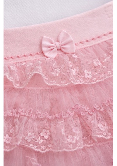 Kardeşler Bebe Kız Bebek Tüllü Fırfırlı Külotlu Etek Pembe