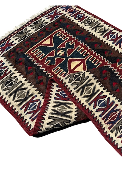 El Dokuma Sıfır Yahyalı Kilim 73x120 Kök Boya %100 Yün Küçük Kilim Renkli