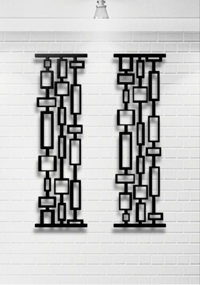 Geometrik 2 Li Metal Duvar Dekoru Seti 24x70