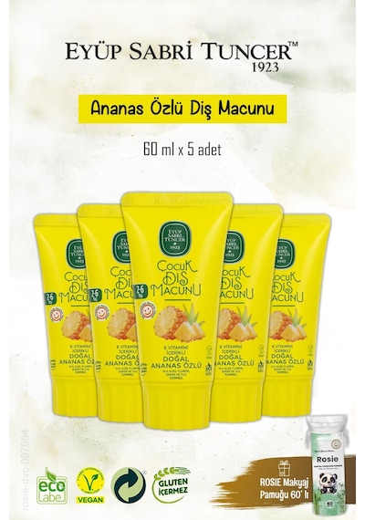 Doğal 5 Adet Ananas Özlü Diş Macunu 60 Ml, Rosie Hediye