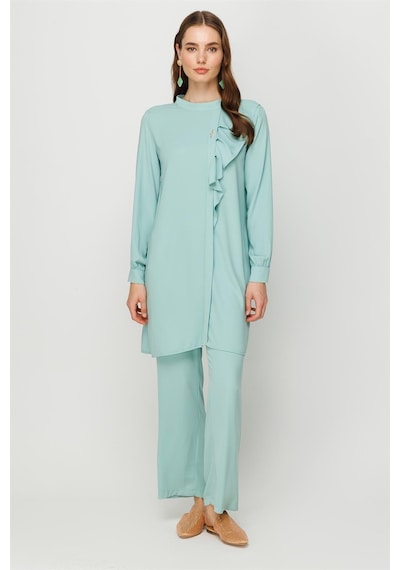 Esswaap Volan Detaylı Pantolon Tunik Takım Mint-mint Mint Yeşili