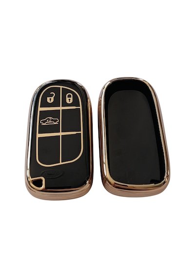 Egea Cross 500 Jeep Dodge Chrysler Uyumlu Smart Kumanda Anahtar Kılıfı Oto Anahtarlık Siyah Gold