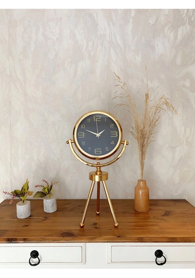 Gold Metal Mini Tripod Siyah İnci Masa Saati 45 26 Cm Şık Ve Modern Dekoratif Tasarım Çok Renkli