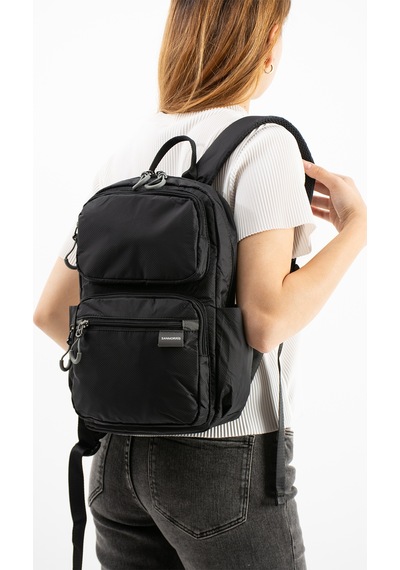 Sanmorris Unisex Suya Dayanıklı Paraşüt Kumaş 5 Bölmeli Laptop Bölmeli Seyahat Ve Okul Çantası Sı-6032 Siyah Düz