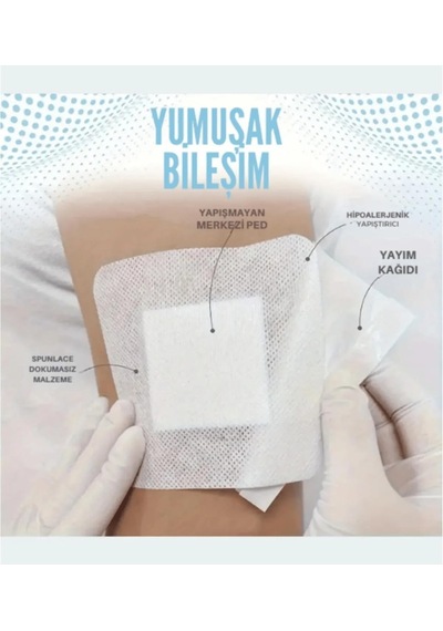 Octacare Yapışkanlı Yara Örtüsü, Elastik Nonwoven Yara Bandı, Steril, Hipoalerjenik, 9cm X 10cm, 10 Adet 10 Lu Paket