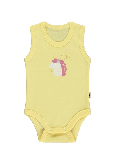 Civil Baby Unicorn Baskılı 0-3 Yaş Çıtçıtlı Badi - Sarı Açık Sarı