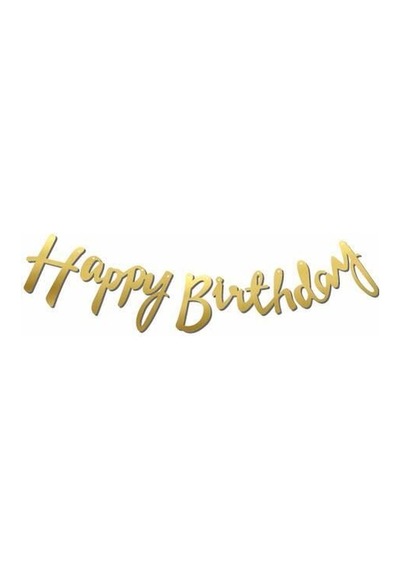 Kaligrafi Banner Happy Birthday Gold