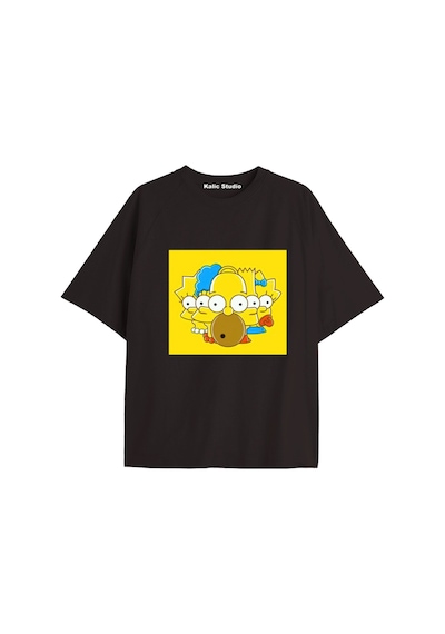 Kalic Studio Y2k Vintage Simpson Baskılı Siyah T-shirt Kod 294 Siyah-294