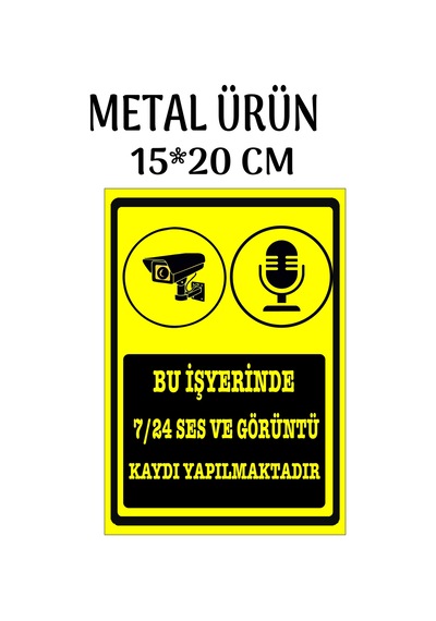 Kamera Ve Ses Kaydı Alınmaktadır Uyarı Levhası Metal 15 20 Cm