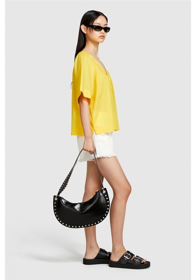 Sisley %100 Pamuk Pileli V Yaka Bluz Kadın 38r Bluz - 324p5ho1lq06q