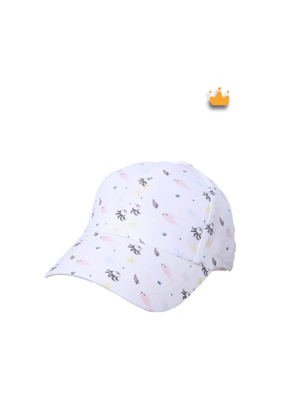 Kitti 1-3 Yaş 50cm Kız Bebek Çocuk Yazlık Desenli Ayarlanabilir Şapka Kep Y2310003 Beyaz