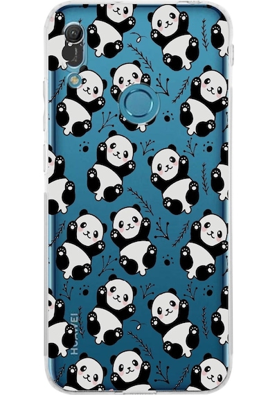 Huawei Y6 Pro 2019 Kamera Korumalı Kapak Panda Tasarımlı Şeffaf Kılıf Şeffaf